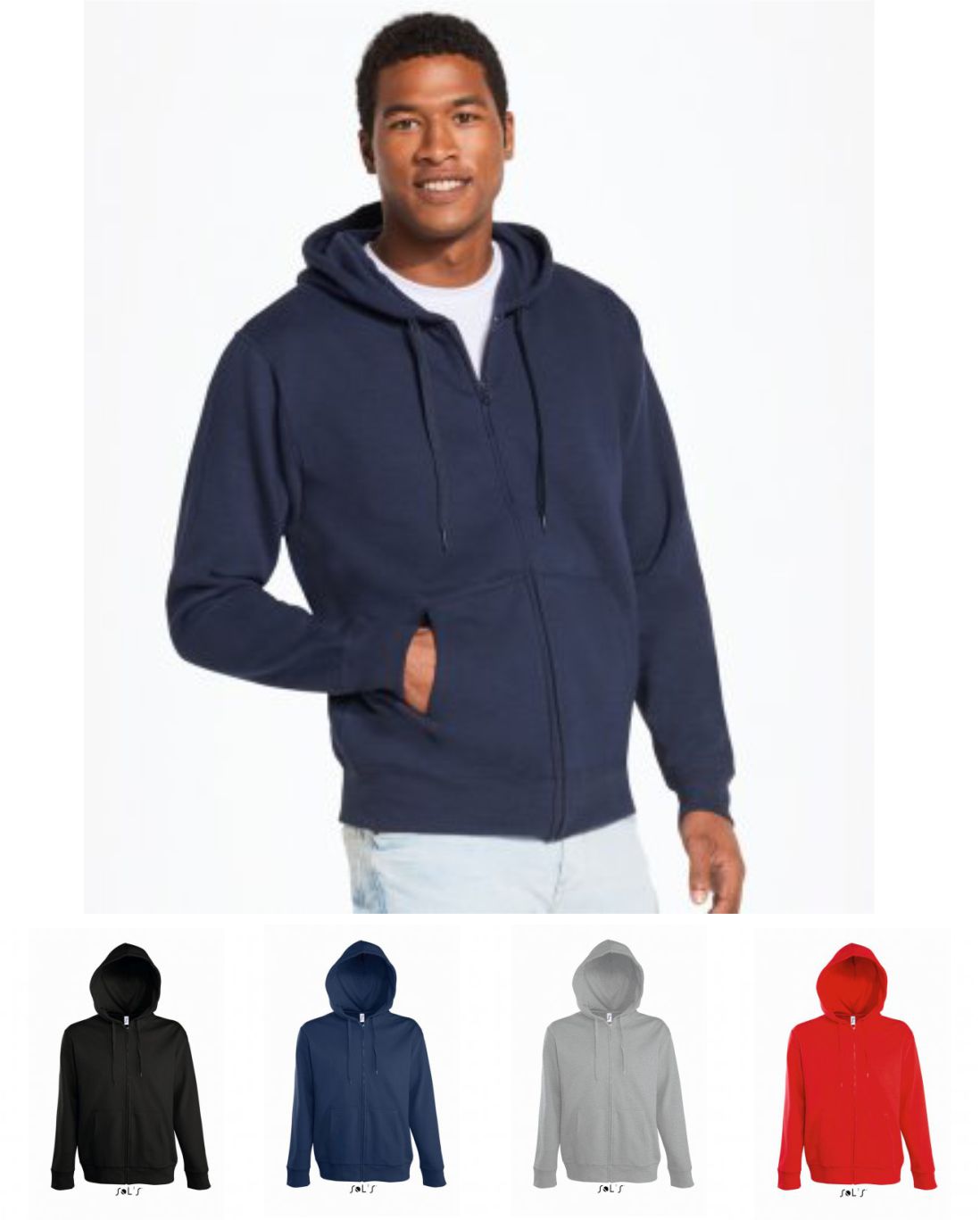 Sol's 47800 Seven Zip Hooded Sweatshirt - Click Image to Close